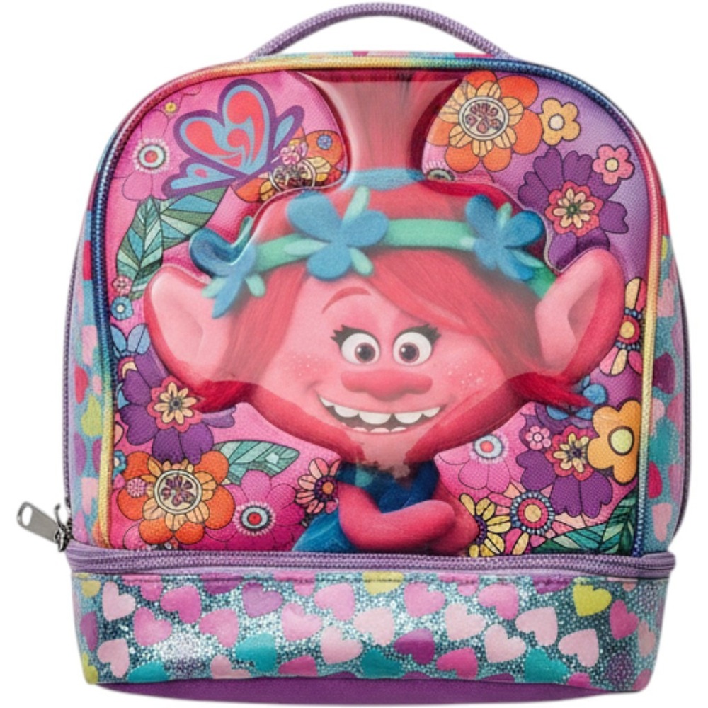 Dreamworks Trolls Lunch Bag Kids One Size Purple Poppy Dual lunch bag